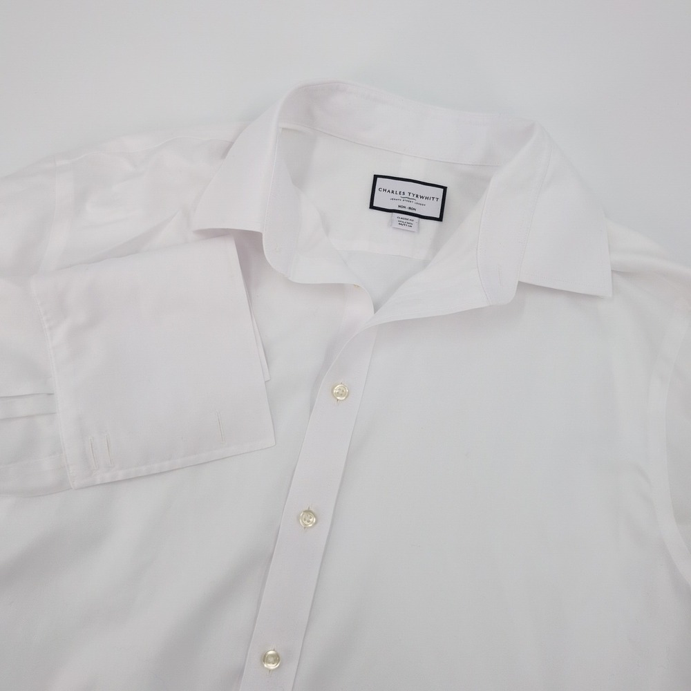 Charles Tyrwhitt Non-Iron Classic Fit Mens 17.5/36 White French Cuff Shirt